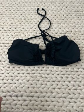 H&M Black Ruffle Halter Bikini Top